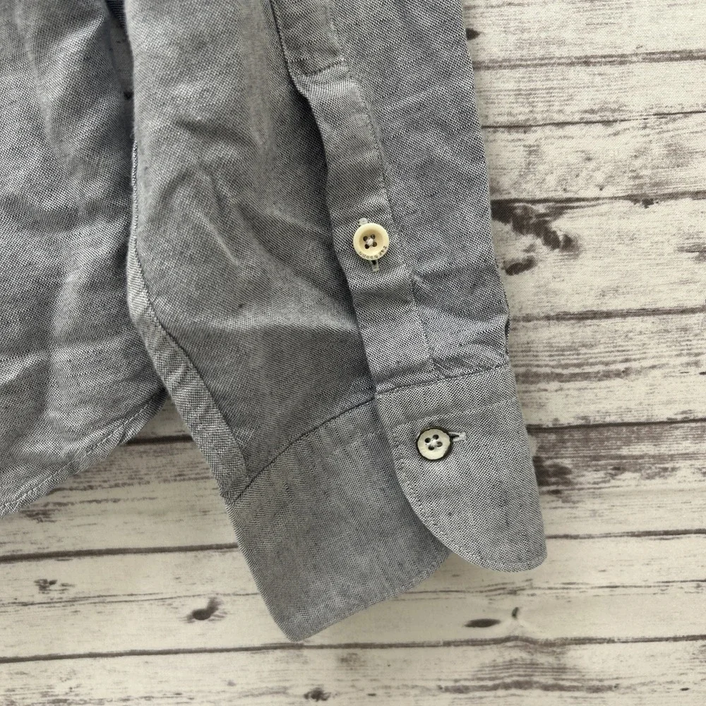 Rag & Bone Shirt Mens Medium Gray Chambray Linen Cotton Button Up Tailored Fit - Picture 10 of 13